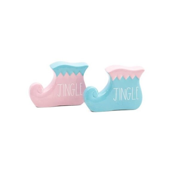 Rae Dunn ~ Set Of 2 Ceramic Elf Shoe Plaques - Picture 1 of 1
